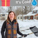 Woman wearing a heated vest for extreme cold weather, smiling outdoors, showcasing warm winter gear ideal for sub-zero temperatures.